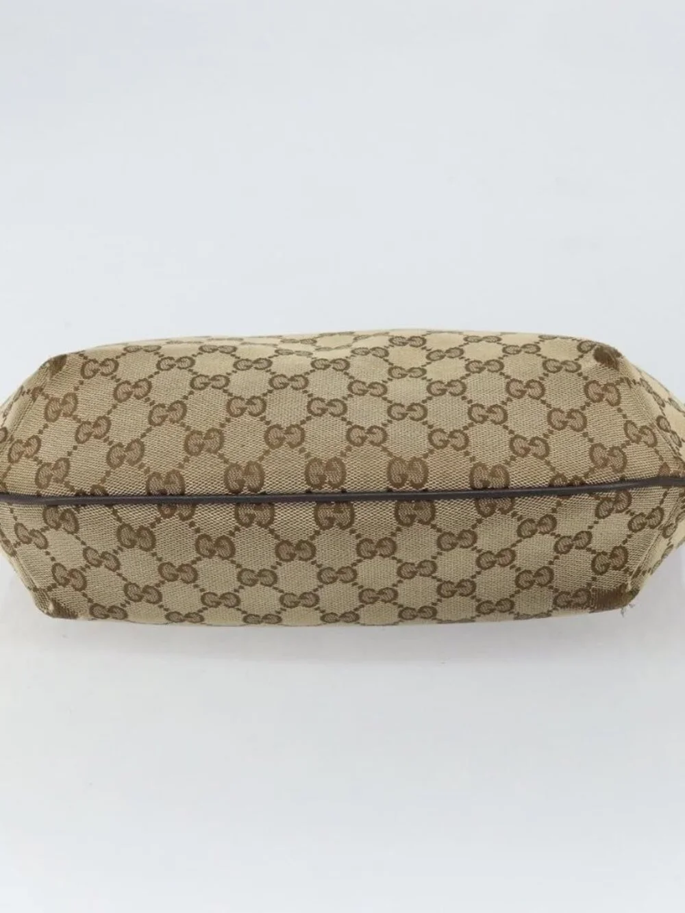 GUCCI GG Canvas Shoulder Bag Beige Gold 181092 Auth SW2067